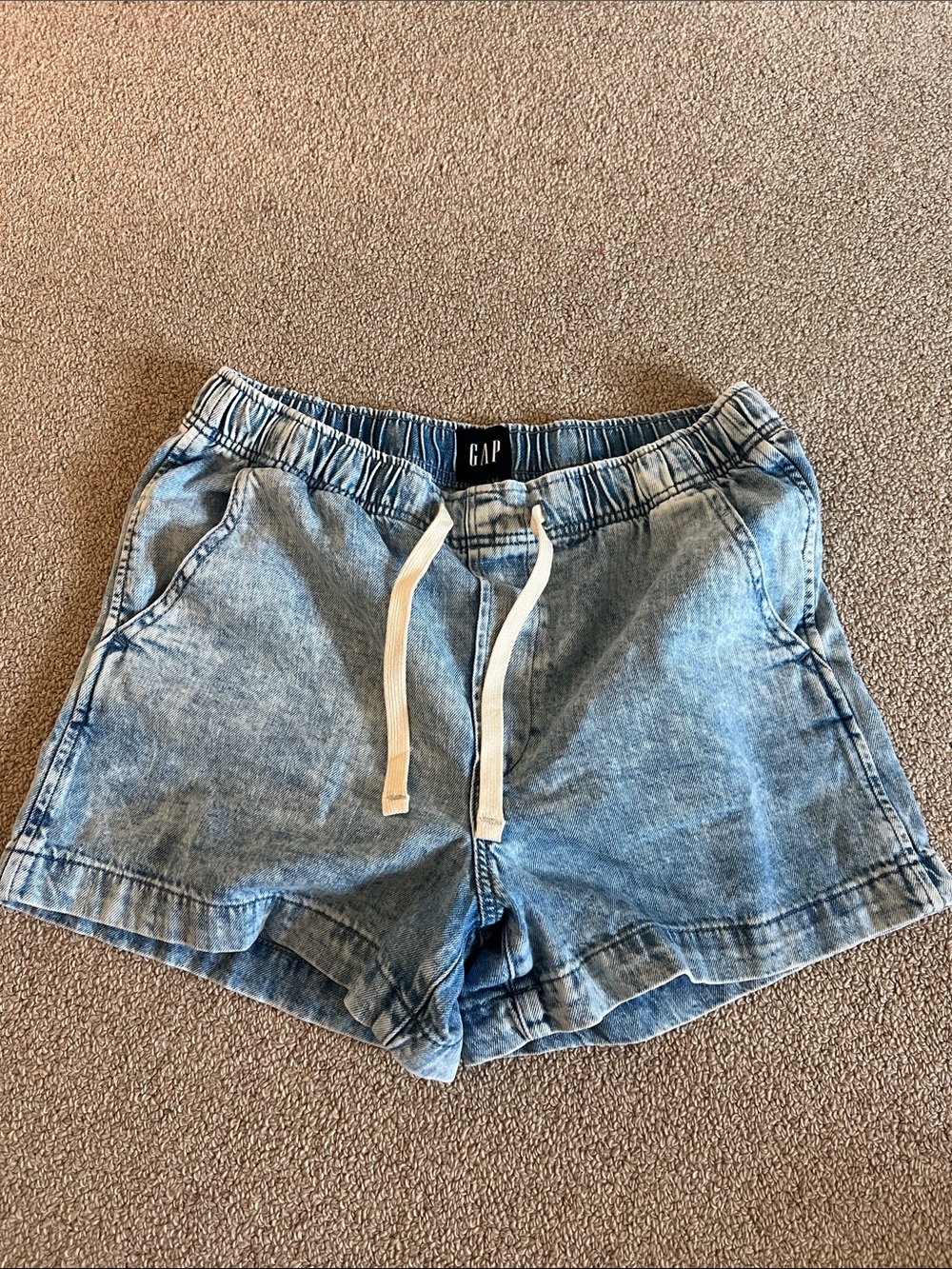 GAP Women's Light Blue Denim-Style Drawstring Shorts